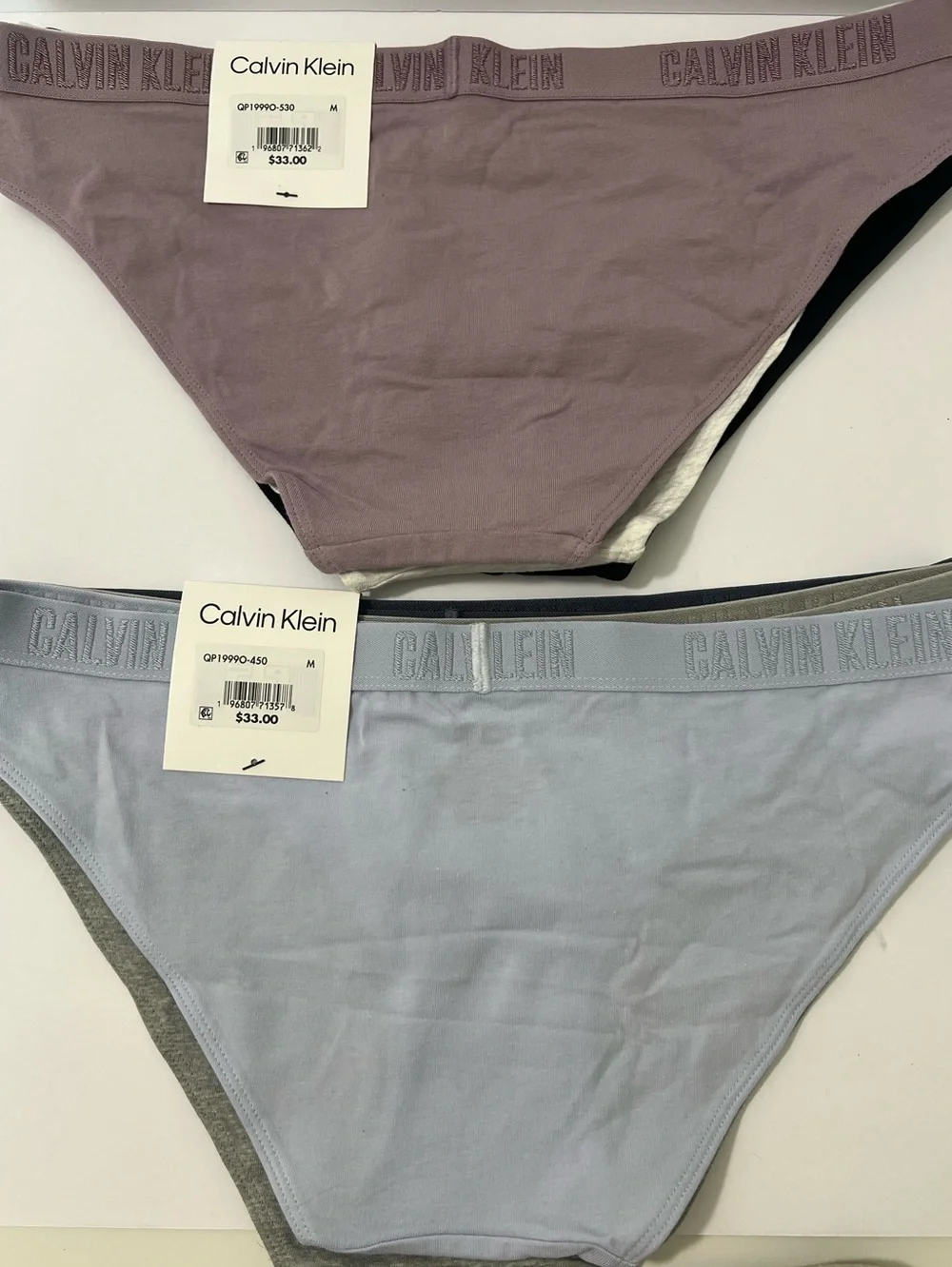 NWT Calvin Klein Bikini Briefs 3-Pack - Light Blue, Mauve & Gray
